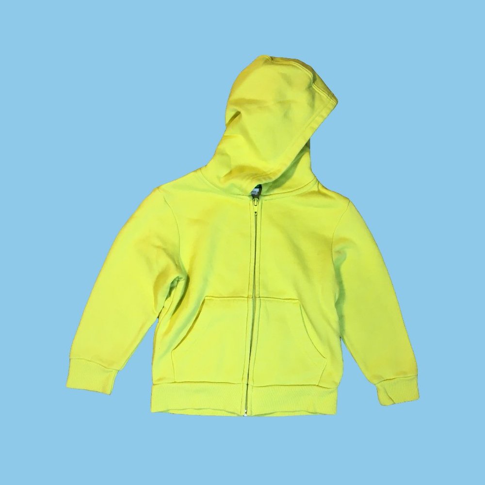 H&M CLASSICS NEON YELLOW ZIP UP HOODIE